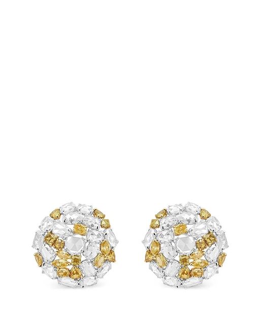 HYT Jewelry Metallic Rose-Motif Diamond Earrings