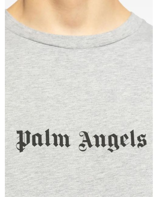 Palm Angels Gray T-Shirt With Print for men