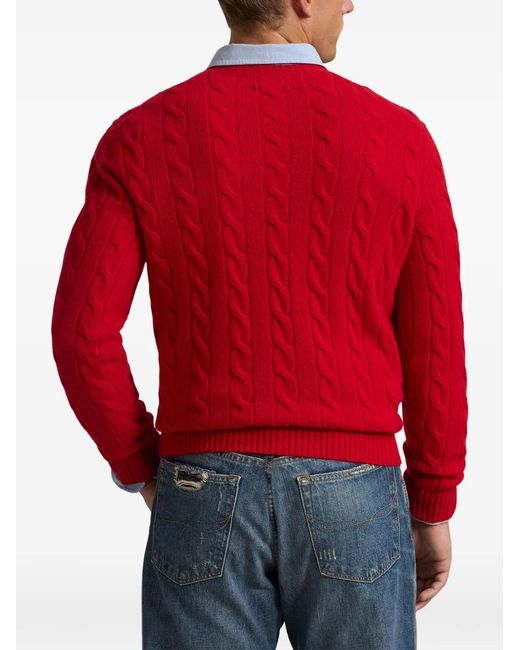 Polo Ralph Lauren Red Pull En Maille Torsadée for men
