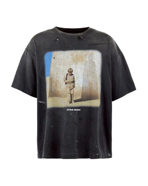 SAINT Mxxxxxx Black X Star Wars Cotton T-Shirt for men