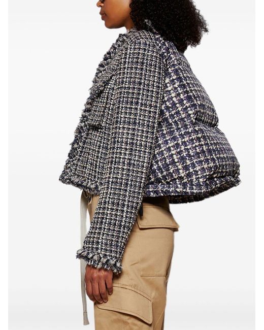 Sacai Gray Tweed Padded Jacket