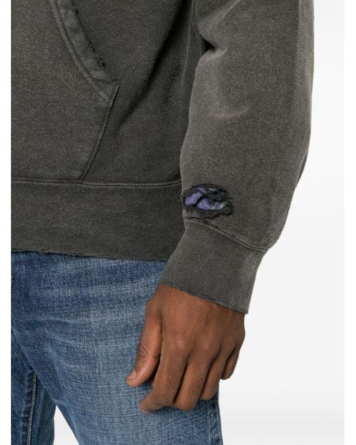 Visvim Gray Ripped-detailing Cotton Hoodie for men