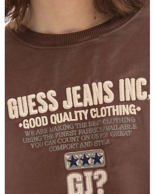Guess Brown Crew-Neck Sweatshirt