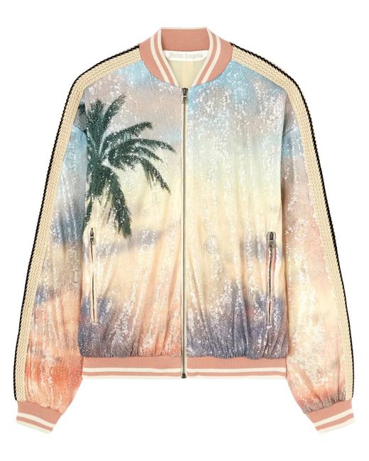 Palm Angels Blue Sunrise Palm Bomber Jacket