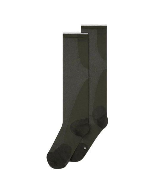 On Shoes Gray Panelled Knee-High Socks