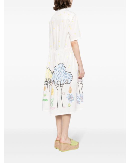 MIRA MIKATI White Graphic-print Organic Cotton Dress
