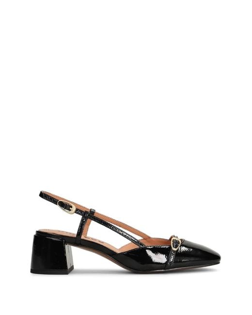 Bibi Lou Black Patty Patent-Finish Slingback Pumps