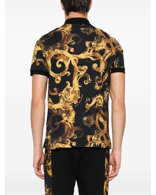 Versace Black Watercolour Couture Polo Shirt for men