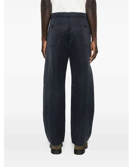 Massimo Osti Studio Blue Pantalon Boutonné À Passants De Ceinture for men