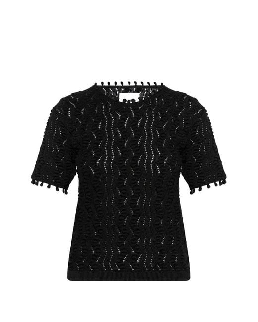 Jil Sander Black Pompom-Trim Top