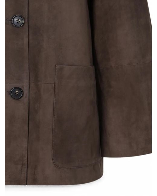 Max Mara Brown Button-Up Suede Jacket