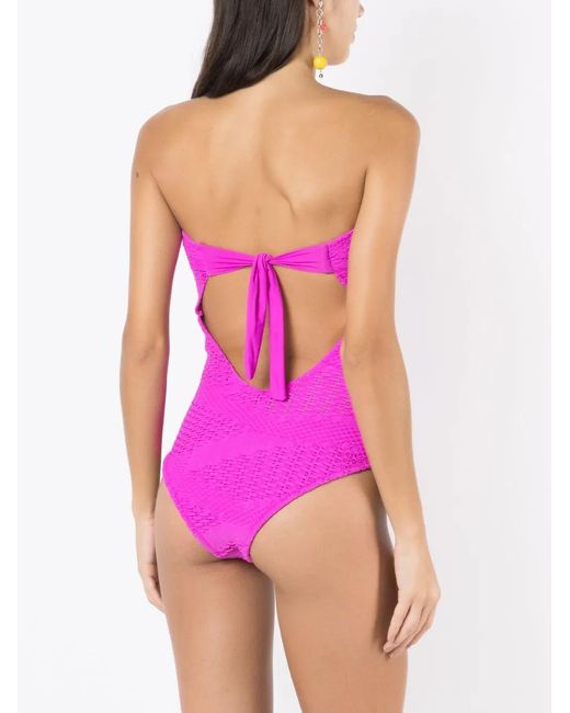Amir Slama Pink Open-Knit Bandeau One-Piece