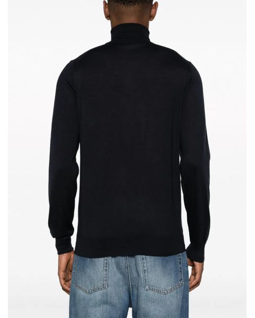 Eraldo Blue Roll-Neck Cashmere-Blend Jumper for men