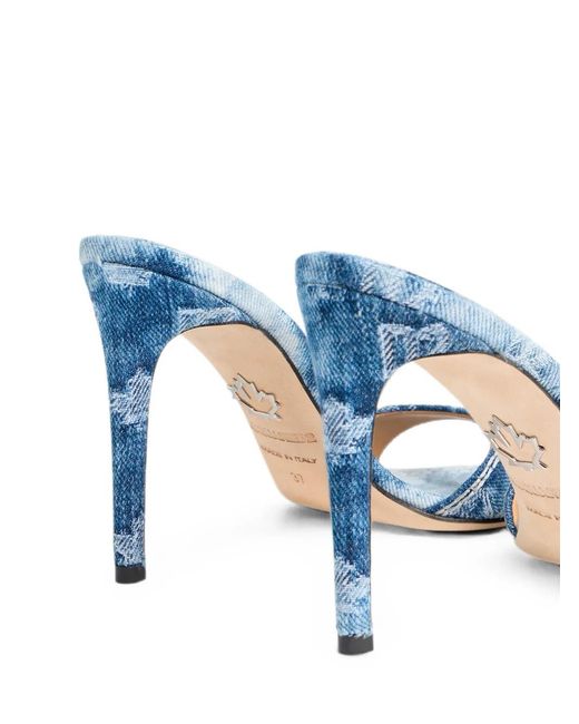 DSquared² Blue D2 Monogramm Mules Mit Absatz