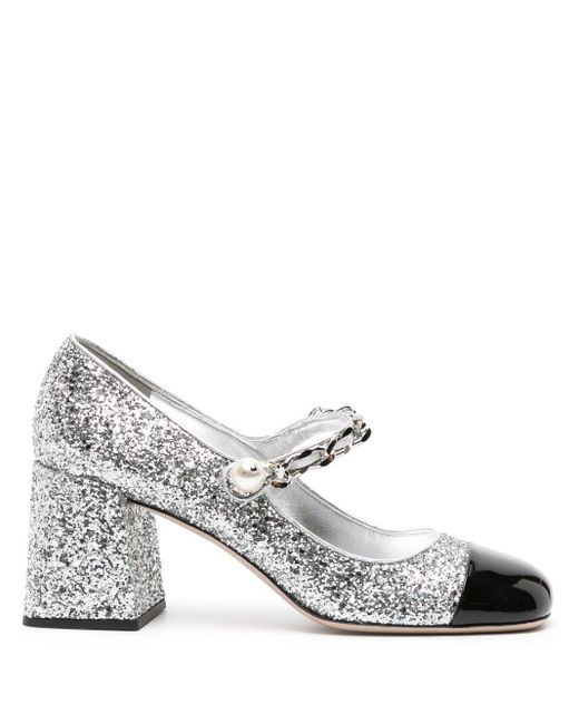 Zapatos Mary Jane con tacón de 65mm Miu Miu de color White