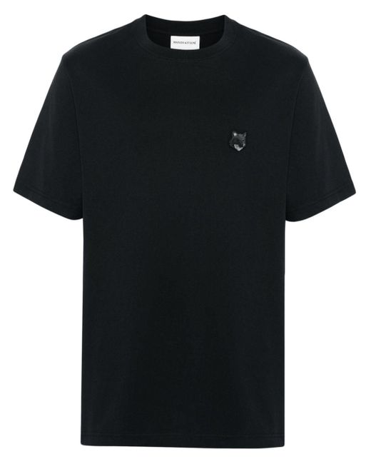 Maison Kitsuné Black T-Shirt With Application for men