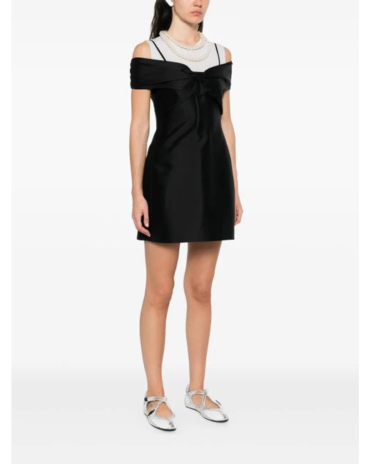 shushu tong black mini dress ShuShu Tong Black Mini Dress With Lace Mesh Center  My Store