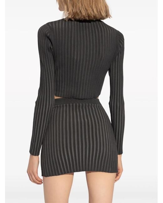 Alexander Wang Black Ribbed Cropped Cardigan