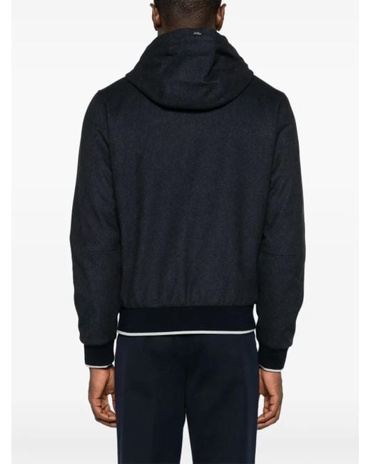 Herno Black Felted Hooded Jacket for men