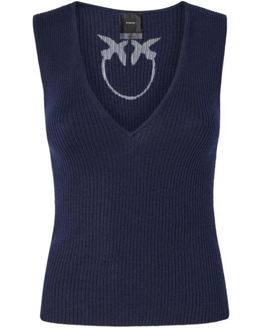 Pinko Vネック トップ Blue