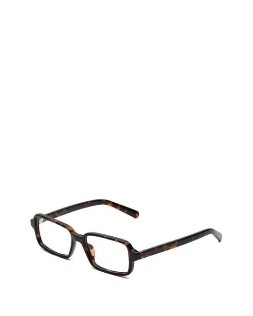 MM6 by Maison Margiela White Tortoiseshell-Effect Rectangle-Frame Glasses
