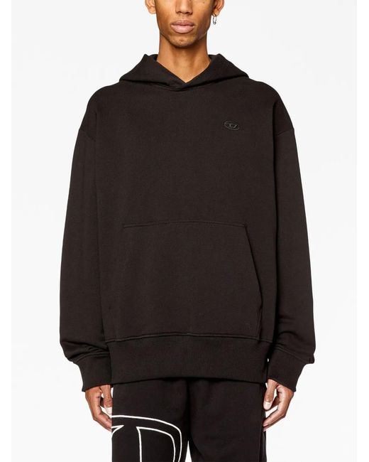 DIESEL Black S-Boxt-Hoodie With Bleached Logo for men