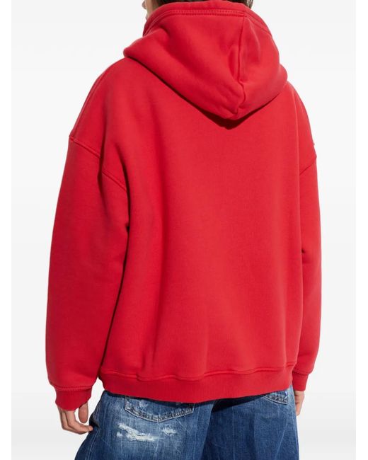 DSquared² Red Zip-Up Logo-Detail Hoodie