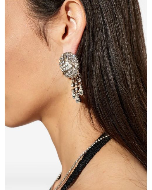 Alessandra Rich Metallic Stone Embellished Drop Earrings