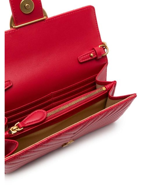 Pinko Red Mini Love Leather Crossbody Bag