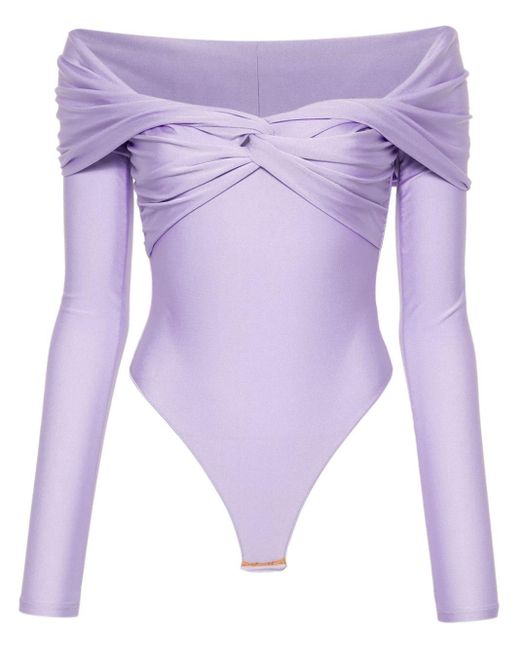 ANDAMANE Purple Kendall Twist-detail Bodysuit