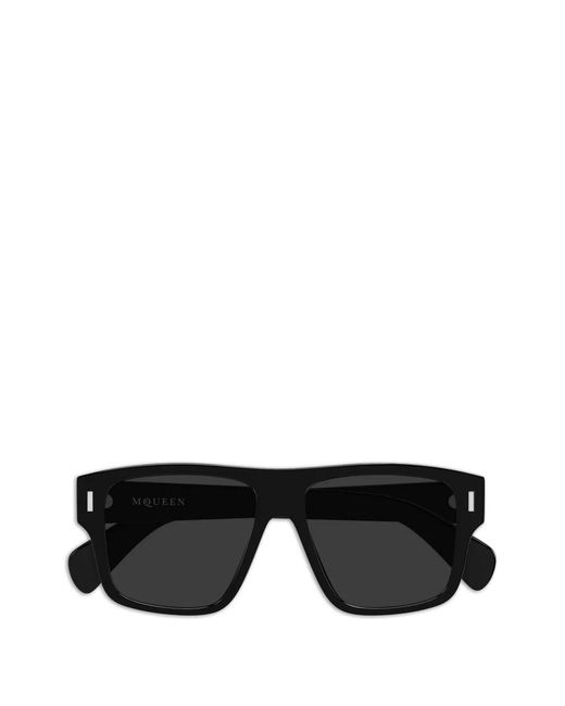 McQueen Black Rectangle-Frame Sunglasses for men