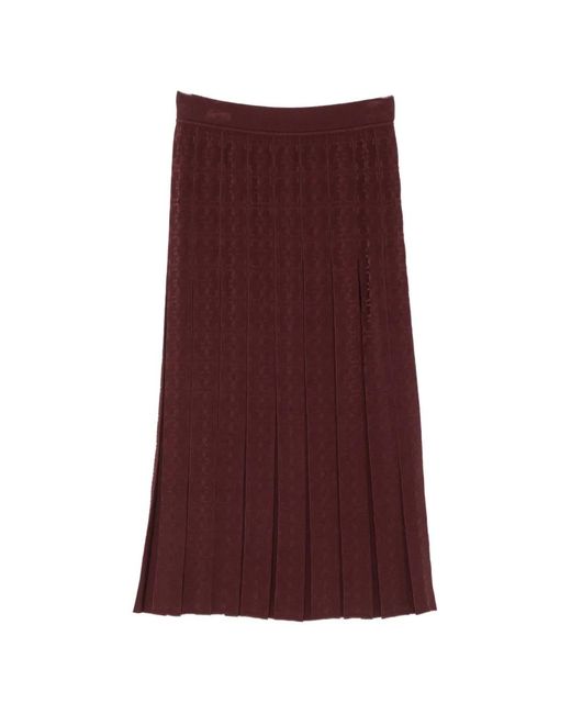 Tory Burch Purple Monogram-Pattern Midi Skirt