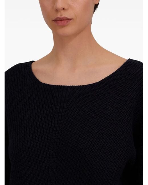 Herno Blue Corncob-Stitch Boat-Neck Sweater