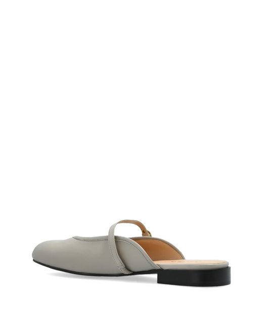 Furla White Etoile Strap-Detail Leather Mules