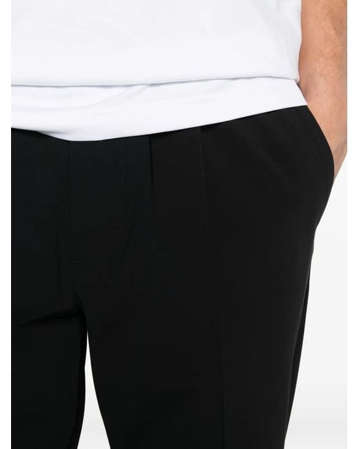 Pmds Black Elasticated-Waistband Pressed-Crease Trousers for men