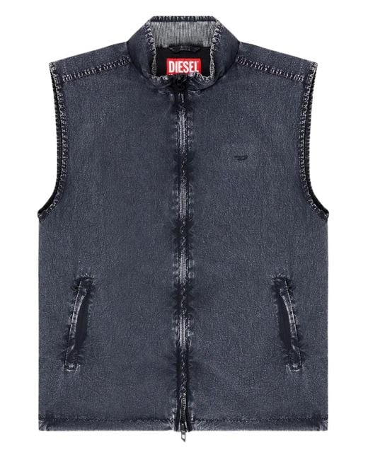 DIESEL Blue J-Erb Denim-Effect Sleeveless Gilet for men