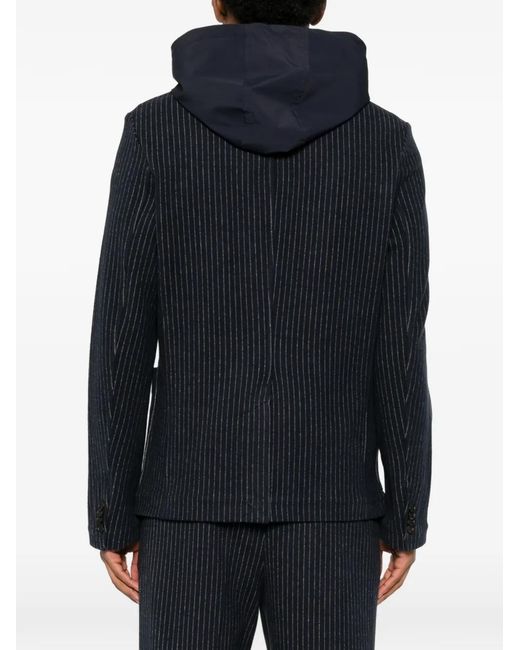 Mackage Black Pinstriped Hooded Blazer for men