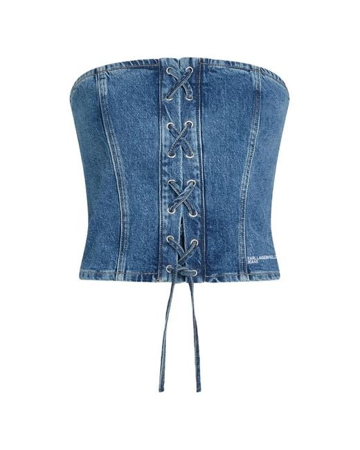 Karl Lagerfeld Blue Tie Top