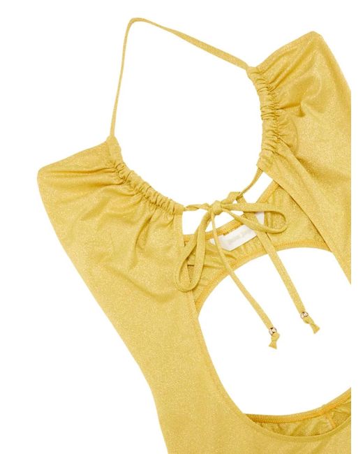 Palm Angels Yellow Glittered Cut-Out Swimsuit