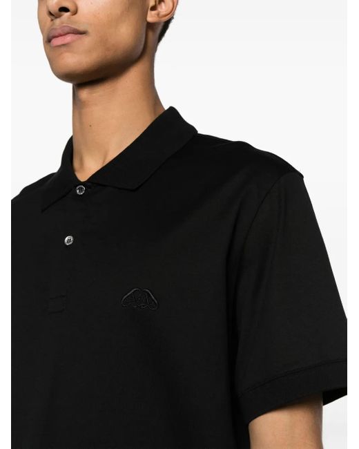 McQueen Black Seal Logo-Embroidered Polo Shirt for men