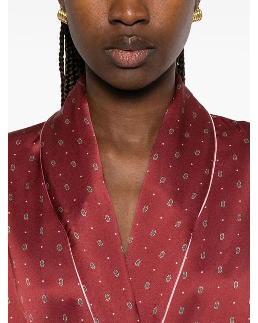 Forte_forte Red Belted Patterned Jacket