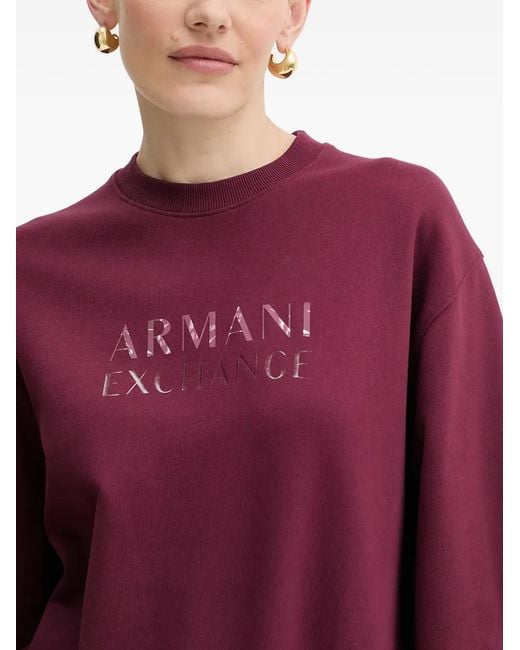 ARMANI EXCHANGE Purple Logo Crew Neck Top