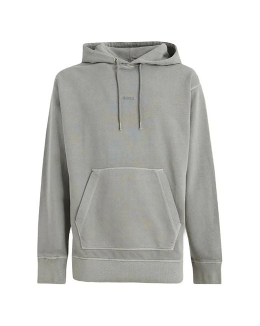 Boss Gray Athleisure Kangaroo-Pocket Hoodie for men