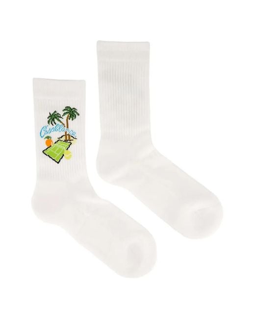 Casablanca White Astral Plane Logo-Intarsia Socks for men