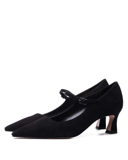 Poche Paris Black Buckl-Strap Pumps