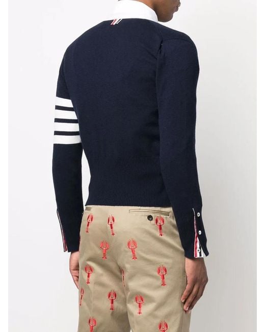 Thom Browne Blue 4-Bar Cashmere Cardigan for men