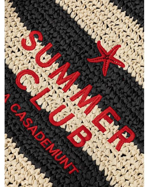 Lola Casademunt Black Embroidered Striped Beach Bag