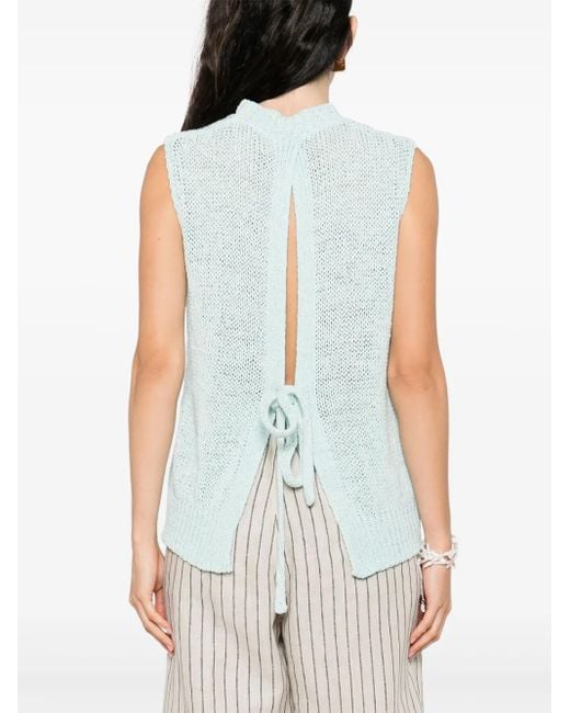 Roberto Collina Blue Cotton-Blend Top