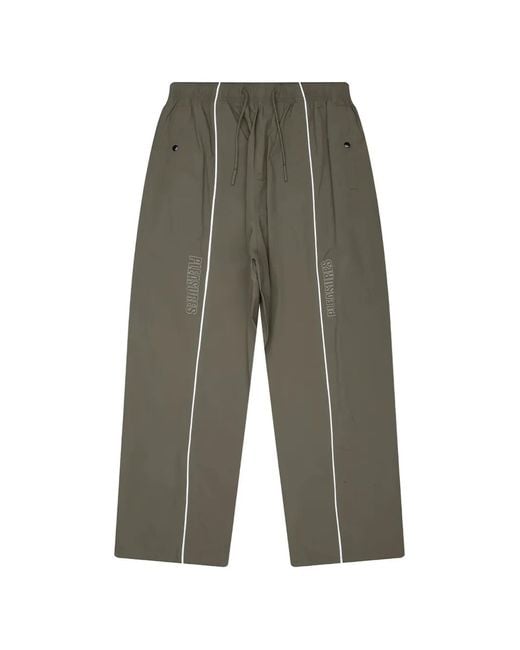 Pleasures Green Drawstring Stripe Trousers for men