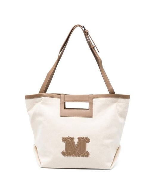 Max Mara White Logo-Patch Tote Bag
